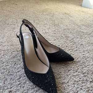 Nicole Miller Black Sparkly Slingback Heels